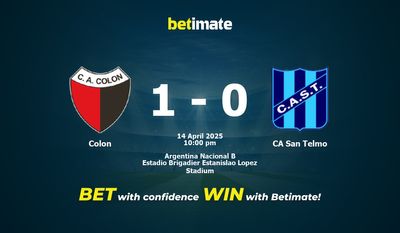 Colon vs CA San Telmo förutsägelse, odds och speltips 2025-04-14