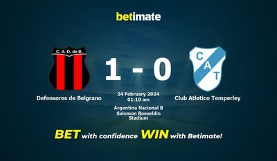 Defensores de Belgrano vs Club Atletico Temperley Förutsägelse, odds och speltips 2024-02-24