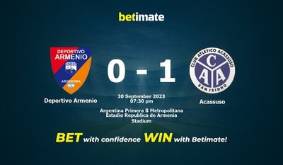 Deportivo Armenio vs Acassuso förutsägelse, odds och bettingtips 2023-09-30