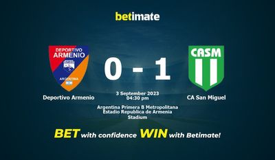 Deportivo Armenio vs CA San Miguel Förutsägelse, odds och speltips 2023-03-09