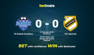 FK Radnik Surdulica vs FK Cukaricki Förutsägelse, odds och speltips 2024-09-02