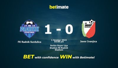FK Radnik Surdulica vs Javor Ivanjica Förutsägelse, odds och speltips 2023-01-10
