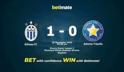 Kifisias FC vs Asteras Tripolis förutsägelse, odds och speltips 2023-11-26