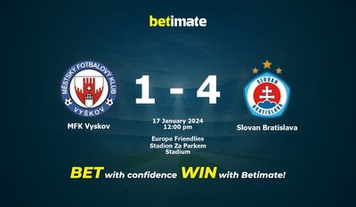 MFK Vyskov vs Slovan Bratislava Förutsägelse, odds och speltips 2024-01-17