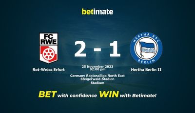 Rot-Weiss Erfurt vs Hertha Berlin II Förutsägelse, odds och speltips 2023-11-25