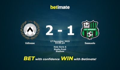 Udinese vs Sassuolo Prediction, Odds & Speltips 2023-12-17