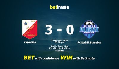 Vojvodina vs FK Radnik Surdulica Förutsägelse, odds och bettingtips 2023-10-22