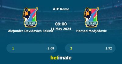 Alejandro Davidovich Fokina vs Hamad Medjedovic Prediction, Tennis Odds & Betting Tips 11/05/2024