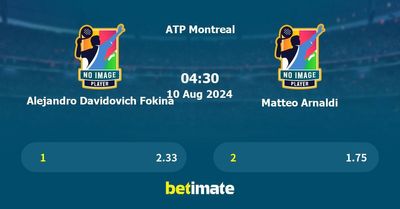 Alejandro Davidovich Fokina vs Matteo Arnaldi Prediction, Tennis Odds & Betting Tips 10/08/2024