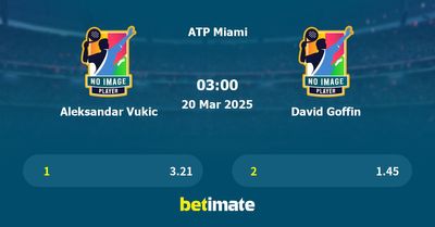 Aleksandar Vukic vs David Goffin Prediction, Tennis Odds & Betting Tips 20/03/2025