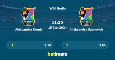 Aleksandra Krunic vs Aliaksandra Sasnovich Prediction, Tennis Odds & Betting Tips 15/06/2024