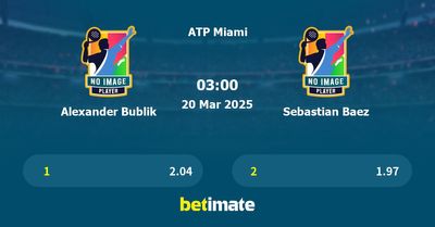 Alexander Bublik vs Sebastian Baez Prediction, Tennis Odds & Betting Tips 20/03/2025