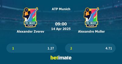 Alexander Zverev vs Alexandre Muller Prediction, Tennis Odds & Betting Tips 14/04/2025