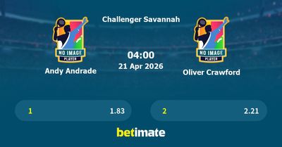 Andy Andrade vs Oliver Crawford Prediction, Tennis Odds & Betting Tips 21/04/2026