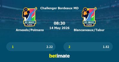 Arneodo/Polmans vs Blancaneaux/Tabur Prediction, Tennis Odds & Betting Tips 14/05/2026
