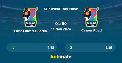 Carlos Alcaraz Garfia vs Casper Ruud Prediction, Tennis Odds & Betting Tips 11/11/2024