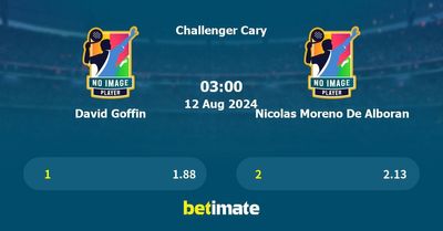 David Goffin vs Nicolas Moreno De Alboran Prediction, Tennis Odds & Betting Tips 12/08/2024