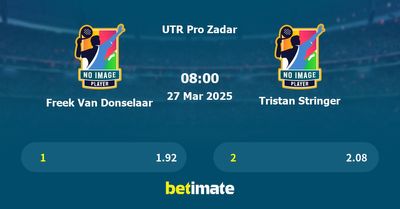 Freek Van Donselaar vs Tristan Stringer Prediction, Tennis Odds & Betting Tips 27/03/2025