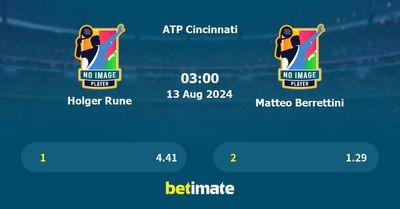 Holger Rune vs Matteo Berrettini Prediction, Tennis Odds & Betting Tips 13/08/2024