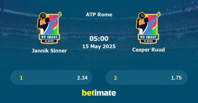 Jannik Sinner vs Casper Ruud Prediction, Tennis Odds & Betting Tips 15/05/2025