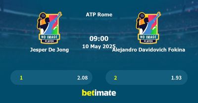 Jesper De Jong vs Alejandro Davidovich Fokina Prediction, Tennis Odds & Betting Tips 10/05/2025