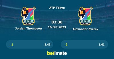 Jordan Thompson vs Alexander Zverev Prediction, Tennis Odds & Betting Tips 16/10/2023
