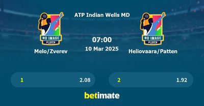 Melo/Zverev vs Heliovaara/Patten Prediction, Tennis Odds & Betting Tips 10/03/2025