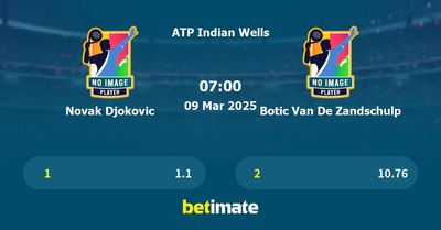 Novak Djokovic vs Botic Van De Zandschulp Prediction, Tennis Odds & Betting Tips 09/03/2025
