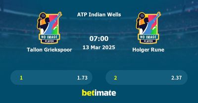 Tallon Griekspoor vs Holger Rune Prediction, Tennis Odds & Betting Tips 13/03/2025