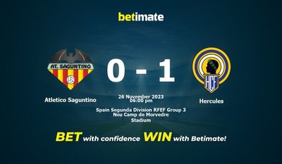 การทำนาย Atletico Saguntino กับ Hercules อัตราต่อรองและเคล็ดลับการเดิมพัน 26/11/2023