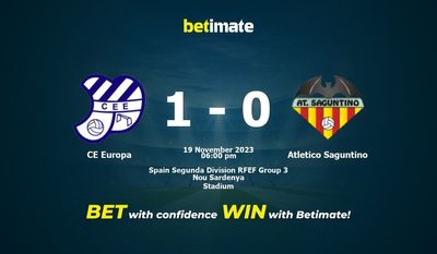 การทำนาย CE Europa กับ Atletico Saguntino อัตราต่อรองและเคล็ดลับการเดิมพัน 11/19/2023
