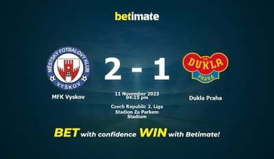 การทำนาย MFK Vyskov กับ Dukla Praha อัตราต่อรองและเคล็ดลับการเดิมพัน 11/11/2023
