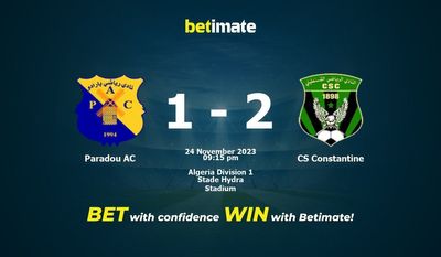 การทำนาย Paradou AC กับ CS Constantine อัตราต่อรองและเคล็ดลับการเดิมพัน 24/11/2023