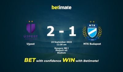 การทำนาย Ujpest กับ MTK Budapest อัตราต่อรองและเคล็ดลับการเดิมพัน 23/09/2023