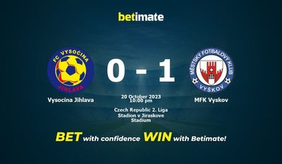 การทำนาย Vysocina Jihlava กับ MFK Vyskov อัตราต่อรองและเคล็ดลับการเดิมพัน 20/10/2023