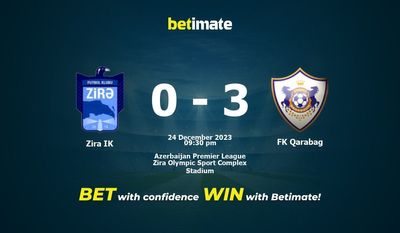 การทำนาย Zira IK กับ FK Qarabag อัตราต่อรองและเคล็ดลับการเดิมพัน 24/12/2023