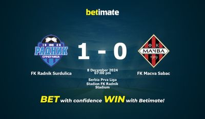 Soi kèo FK Radnik Surdulica vs FK Macva Sabac, tỷ lệ cá cược 08/12/2024