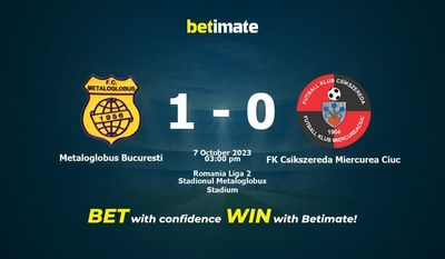 Dự đoán Metaloglobus Bucuresti vs FK Csikszereda Miercurea Ciuc, tỷ lệ cá cược 07/10/2023
