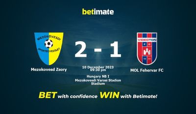 Soi kèo Mezokovesd Zsory vs MOL Fehervar FC, tỷ lệ và tip cá cược 10/12/2023