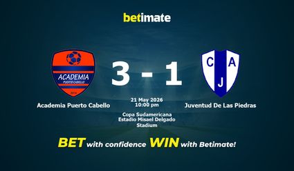 Academia Puerto Cabello vs Juventud De Las Piedras Prediction, Odds & Betting Tips 05/21/2026