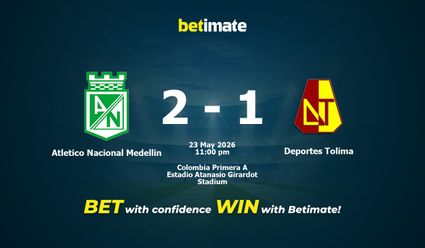 Atletico Nacional Medellin vs Deportes Tolima Prediction, Odds & Betting Tips 05/23/2026