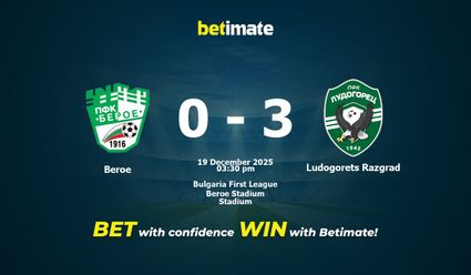 Beroe vs Ludogorets Razgrad Prediction, Odds & Betting Tips 12/19/2025