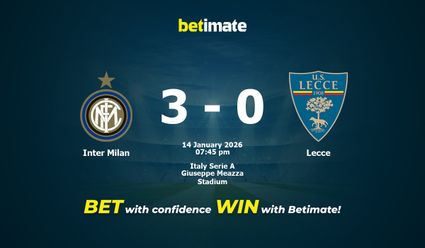 Inter Milan vs Lecce Prediction, Odds & Betting Tips 01/14/2026