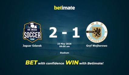 Jaguar Gdansk vs Gryf Wejherowo Prediction, Odds & Betting Tips 05/23/2026
