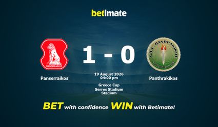 Panserraikos vs Panthrakikos Prediction, Odds & Betting Tips 08/19/2026