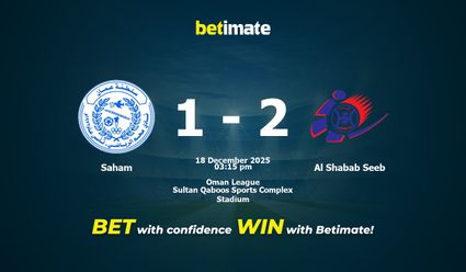 Saham vs Al Shabab Seeb Prediction, Odds & Betting Tips 12/18/2025