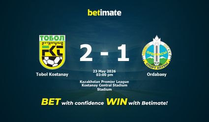 Tobol Kostanay vs Ordabasy Prediction, Odds & Betting Tips 05/23/2026