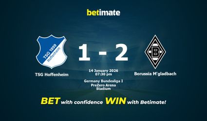 TSG Hoffenheim vs Borussia M'gladbach Prediction, Odds & Betting Tips 01/14/2026