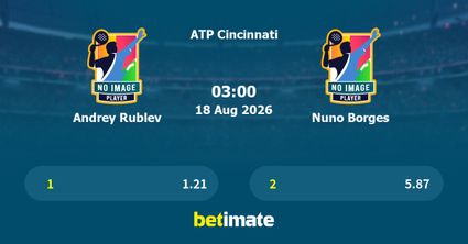 Andrey Rublev vs Nuno Borges Prediction, Tennis Odds & Betting Tips 18/08/2026