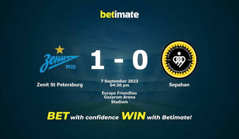 Zenit São Petersburgo x Sepahan, comentários e resultados ao vivo,  07/09/2023 (Amigáveis ​​da Europa)